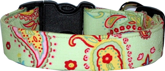 Green Bandana Paisley Handmade Dog Collar